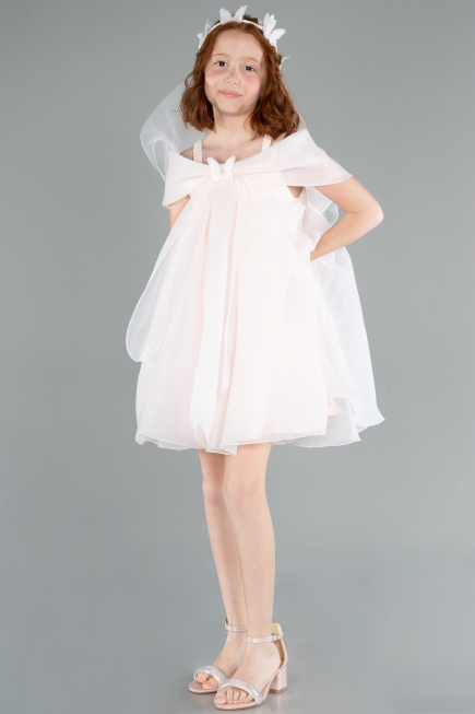Abendkleid für Kinder Kurz Lachs ABK2295