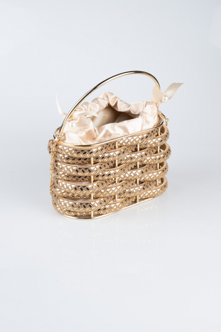 Abendtasche Metall Gold SH847