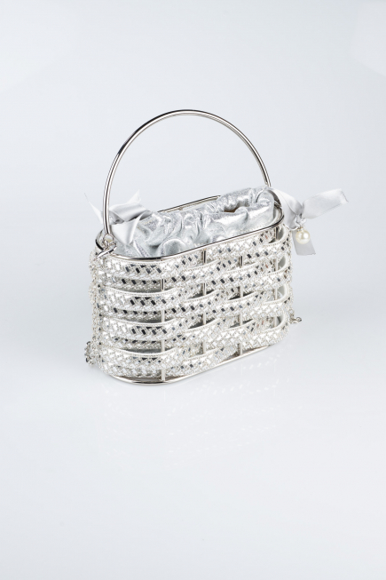 Abendtasche Metall Silber SH847