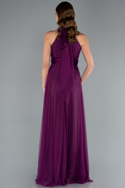 Abschlusskleid Lang Pflaume ABU3252