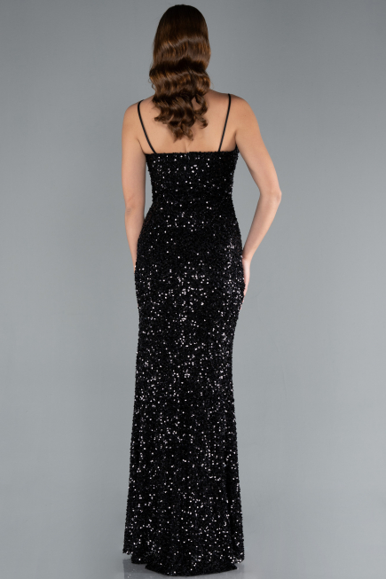 Abendkleid Lang Schuppig Schwarz ABU4842