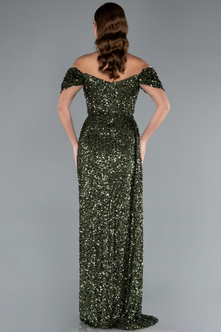 Abendkleid Lang Schuppig Khaki ABU4843