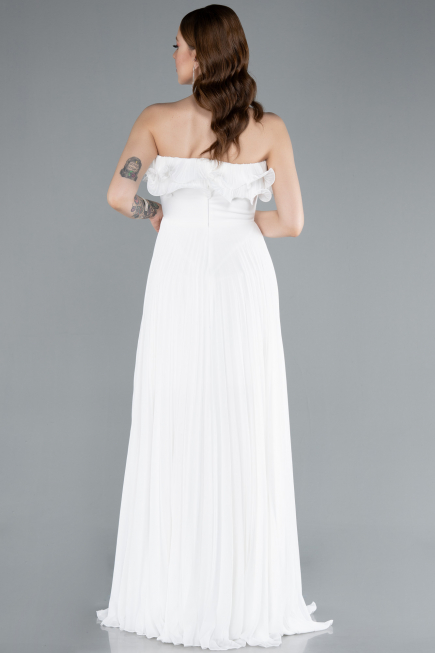 Abschlusskleid Lang Chiffon Weiß ABU4866