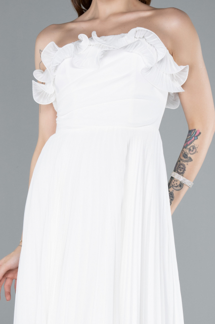 Abschlusskleid Lang Chiffon Weiß ABU4866