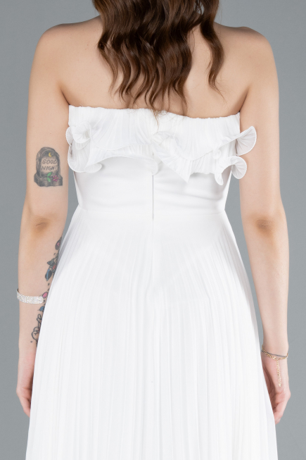Abschlusskleid Lang Chiffon Weiß ABU4866