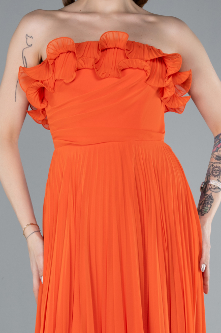 Abschlusskleid Lang Chiffon Orange ABU4866