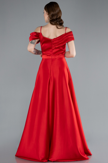 Abendkleid Lang Satin Rot ABU4868