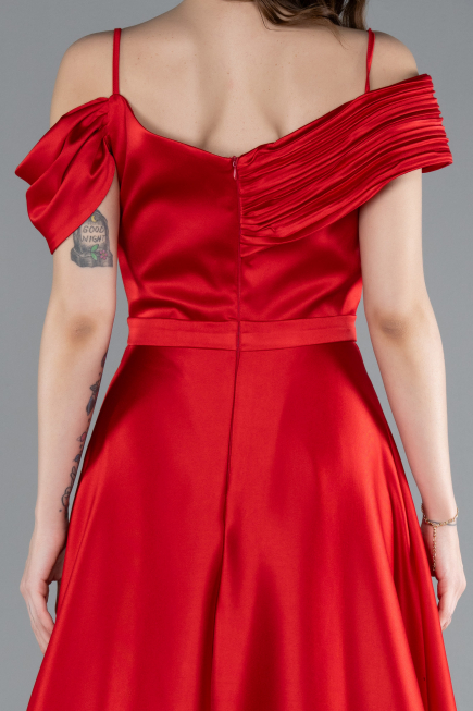 Abendkleid Lang Satin Rot ABU4868