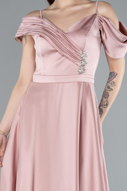 Abendkleid Lang Satin Puder ABU4868