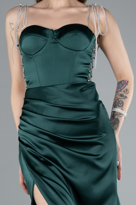Abschlusskleid Lang Satin Smaragdgrün ABU3198