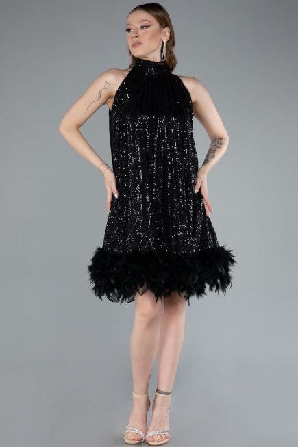 Abendkleid Kurz Schwarz ABU4876