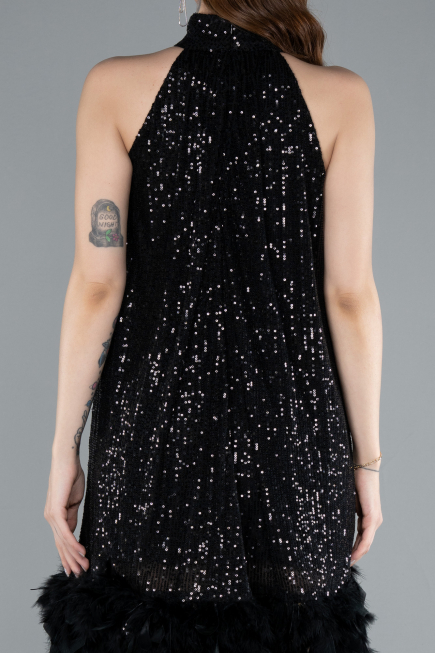 Abendkleid Kurz Schwarz ABU4876