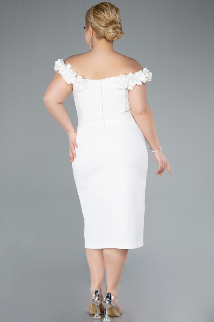 Partykleid in Übergröße Midi Weiß ABK2318