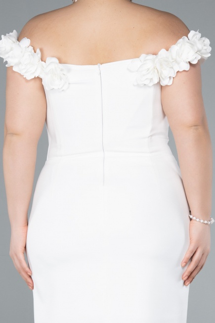 Partykleid in Übergröße Midi Weiß ABK2318
