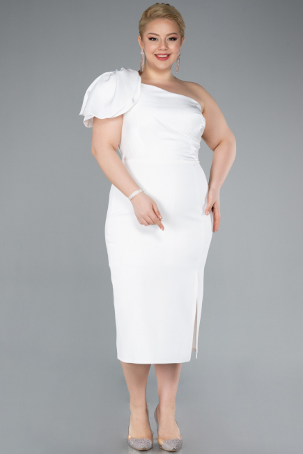 Partykleid in Übergröße Midi Weiß ABK2319