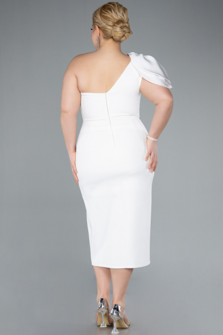 Partykleid in Übergröße Midi Weiß ABK2319
