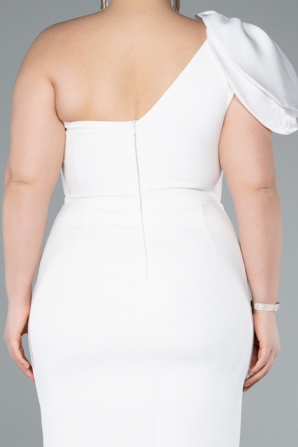 Partykleid in Übergröße Midi Weiß ABK2319