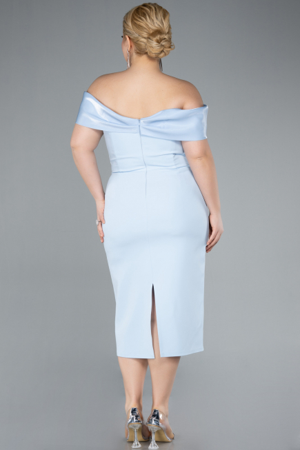 Partykleid in Übergröße Midi Eisblau ABK2321