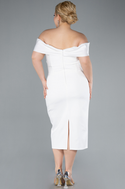 Partykleid in Übergröße Midi Weiß ABK2321