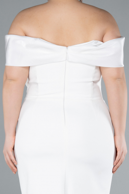 Partykleid in Übergröße Midi Weiß ABK2321