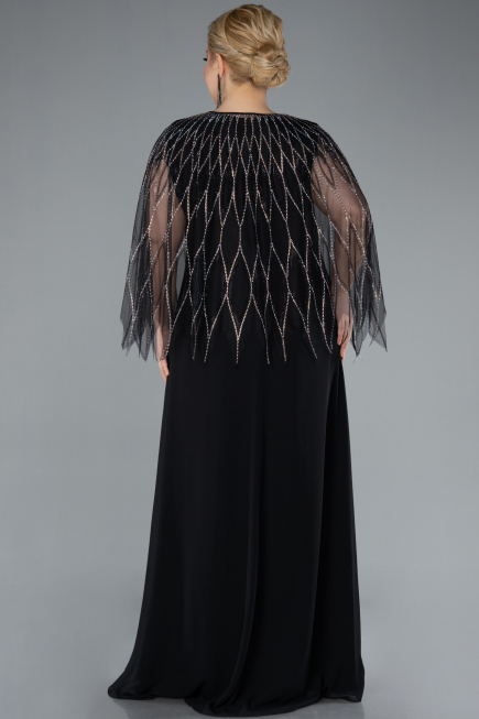 Abendkleid in Übergröße Lang Chiffon Schwarz ABU4888