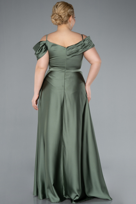 Kleider in Großen Größen Lang Satin Khaki ABU4869