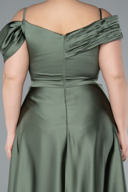 Kleider in Großen Größen Lang Satin Khaki ABU4869