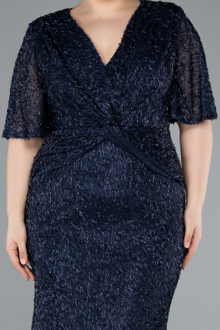 Abendkleid in Übergröße Lang Marineblau ABU4542
