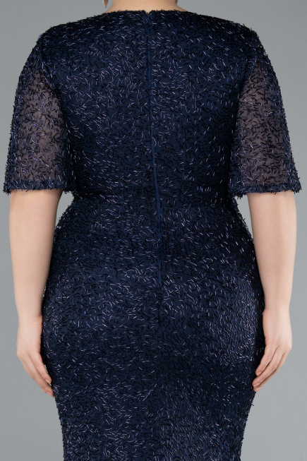 Abendkleid in Übergröße Lang Marineblau ABU4542