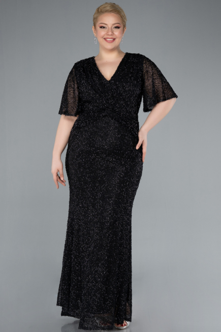 Abendkleid in Übergröße Lang Schwarz ABU4542