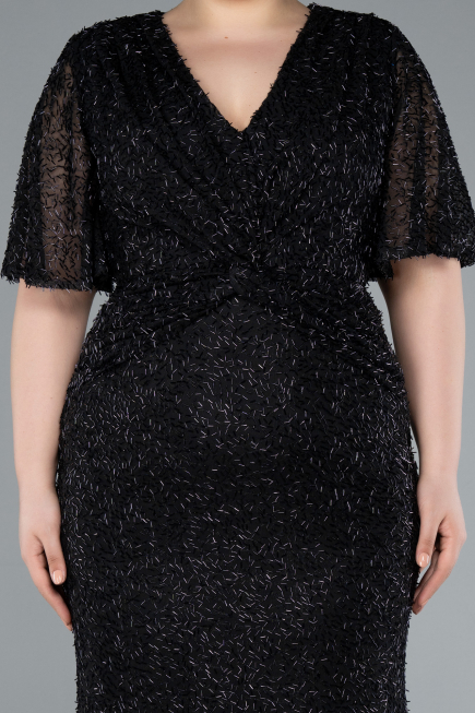 Abendkleid in Übergröße Lang Schwarz ABU4542