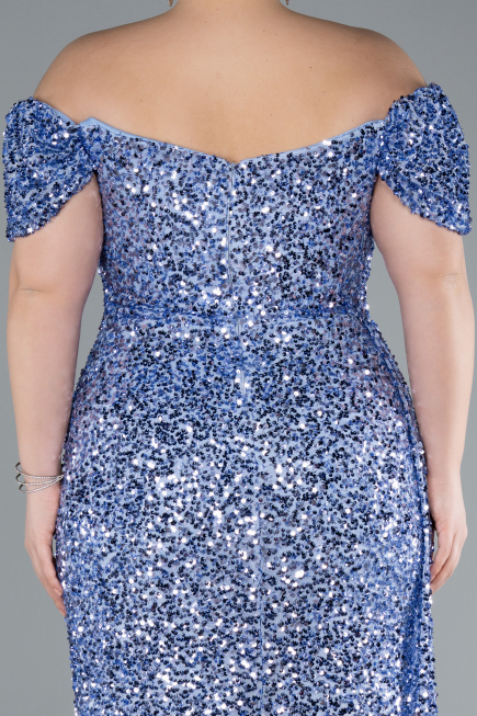 Abendkleid in Übergröße Lang Schuppig Indigo ABU4863