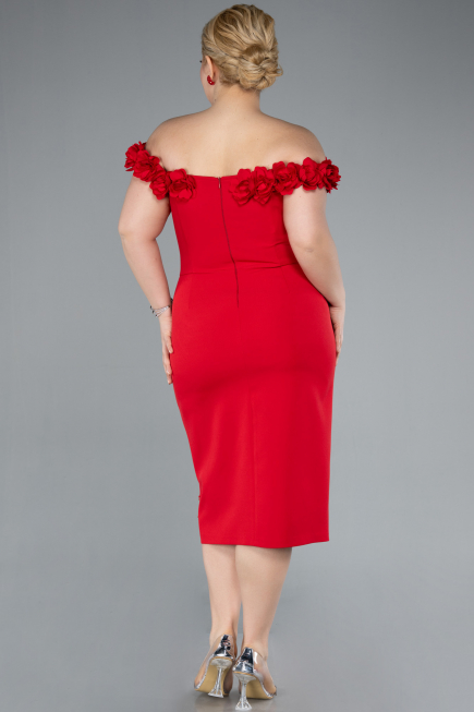 Partykleid in Übergröße Midi Rot ABK2318
