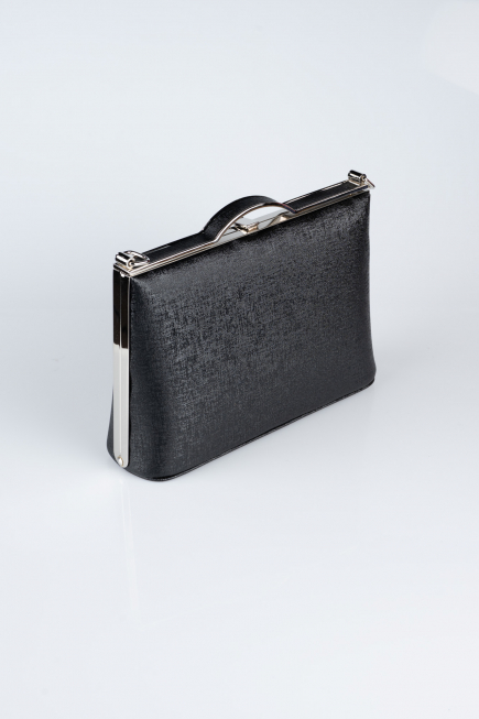 Abendtasche Gemustertes Leder Schwarz KC126