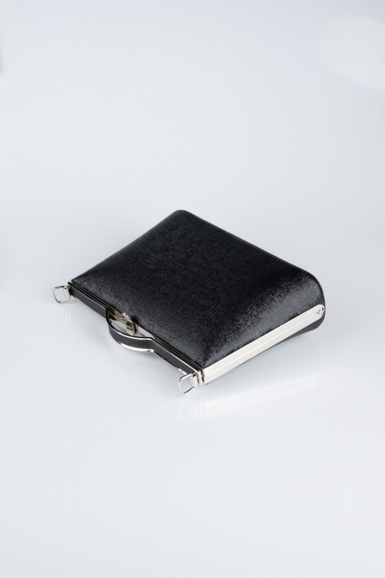 Abendtasche Gemustertes Leder Schwarz KC126