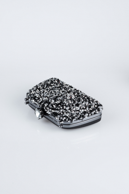 Abendtasche Verputz Schwarz-Silber SH849