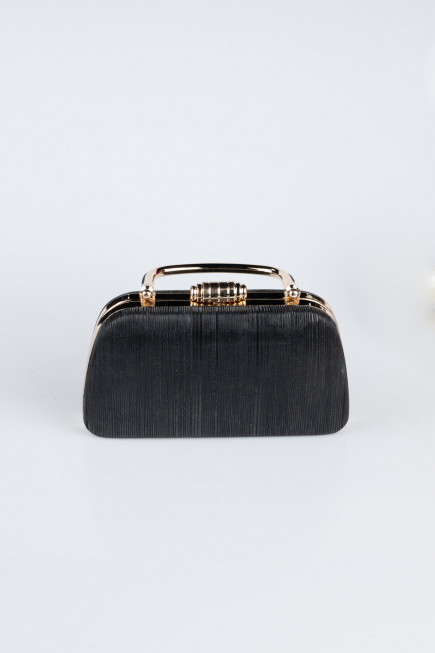 Abendtasche Laserschnitt Schwarz-Gold SH839