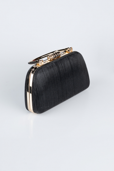 Abendtasche Laserschnitt Schwarz-Gold SH839