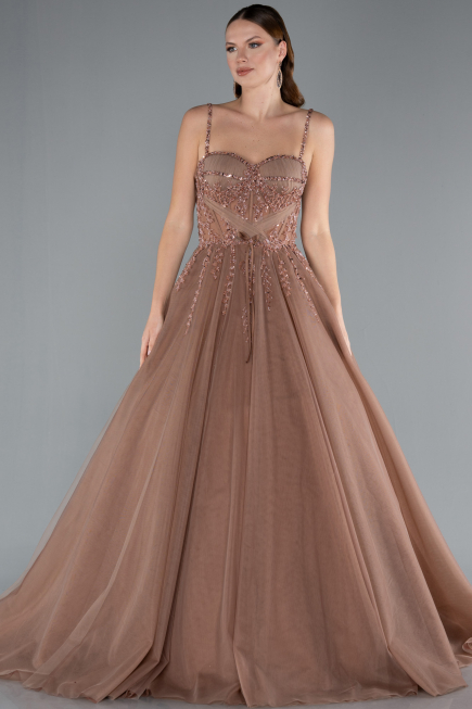 Designer Abendkleid Lang Kupfer ABU4485