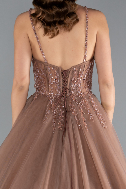 Designer Abendkleid Lang Kupfer ABU4485