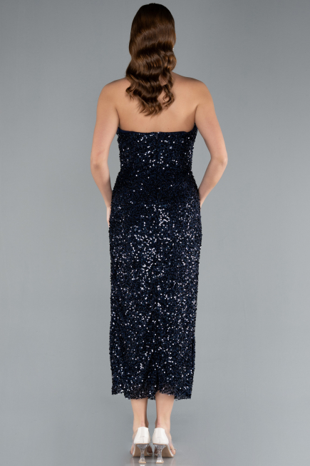 Partykleid Midi Schuppig Marineblau ABK2335