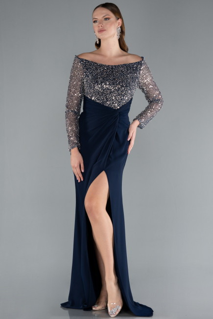 Abendkleid Lang Marineblau ABU4896