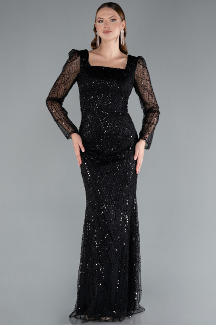 Abendkleid Lang Schwarz ABU4603
