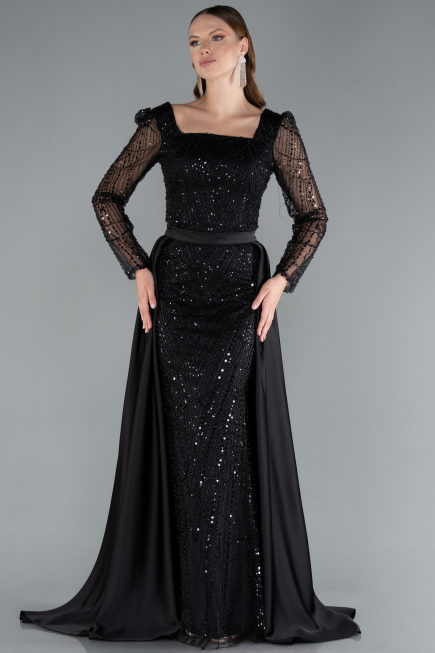 Abendkleid Lang Schwarz ABU4603