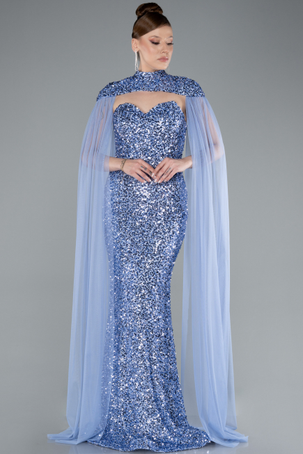 Abendkleid Lang Schuppig Indigo ABU4910