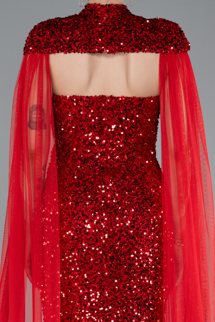 Abendkleid Lang Schuppig Rot ABU4910