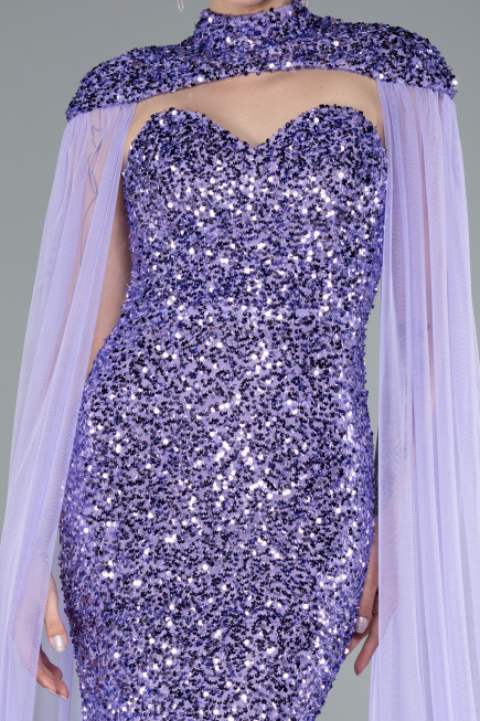 Abendkleid Lang Schuppig Lila ABU4910