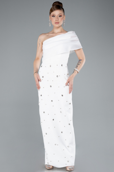 Partykleid Midi Weiß ABK2337