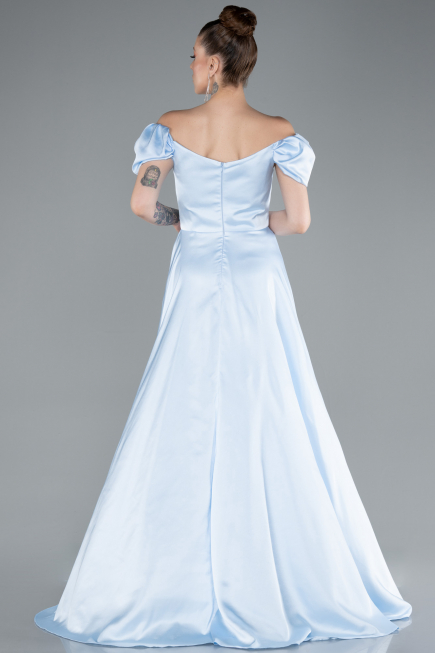 Eisblau Abschlusskleid Satin Lang ABU4508