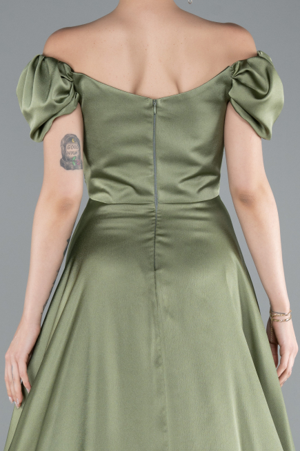 Abschlusskleid Lang Satin Khaki ABU4508